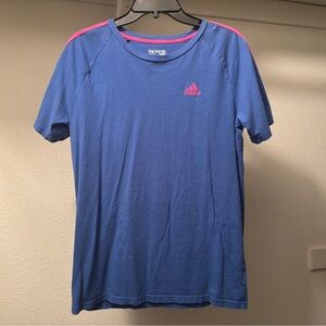 Adidas Women's Blue Tee with Pink Highlights